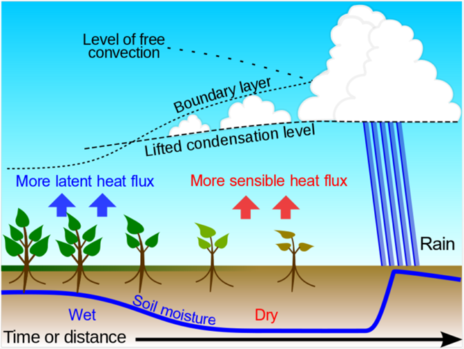 Graphic of boundary layer clouds and heat flux.